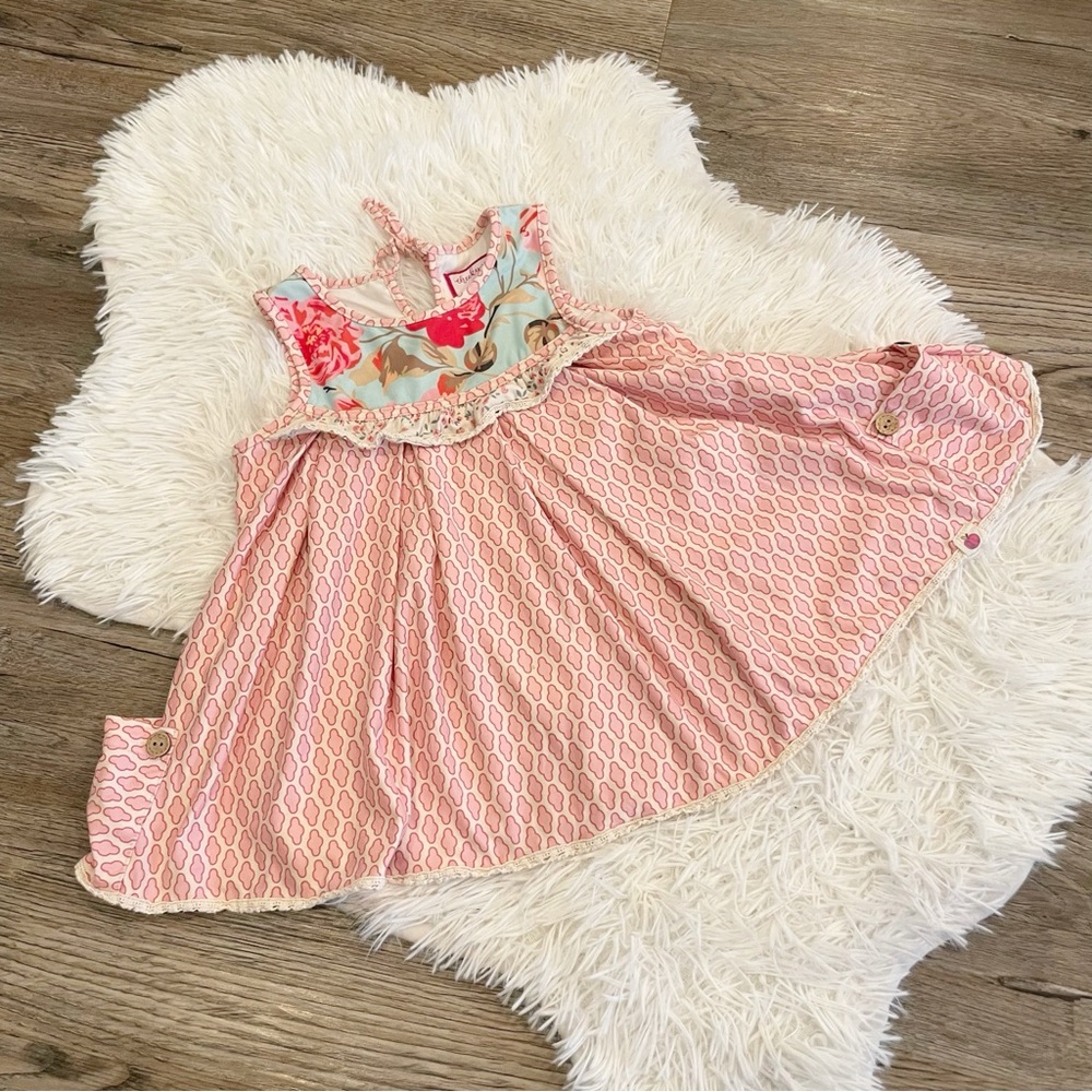 Cheeky Plum Pink Patterned Tunic Top 4T Twirly Floral Cute Girly